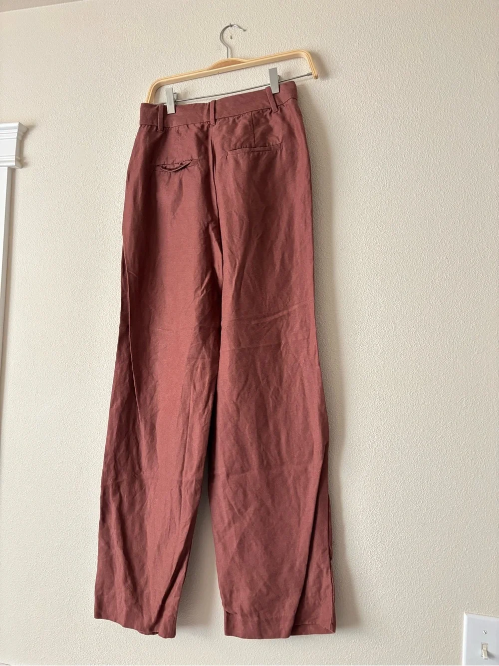 Wilfred The Effortless Linen Pant Terracotta Red Brown Wide Leg High Waist 2